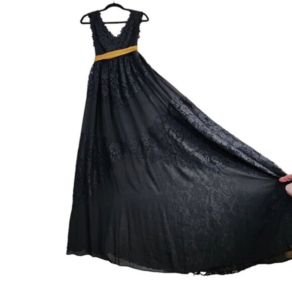 FREE PEOPLE Princapesa Black Lace Open Back Maxi Gown‎ Dress Size 2 - Picture 5 of 8